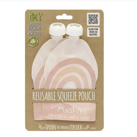 Reusable Yoghurt Squeeze Pouch - Set of 2 - Wasteless Pantry Bassendean