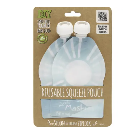 Reusable Yoghurt Squeeze Pouch - Set of 2 - Wasteless Pantry Bassendean