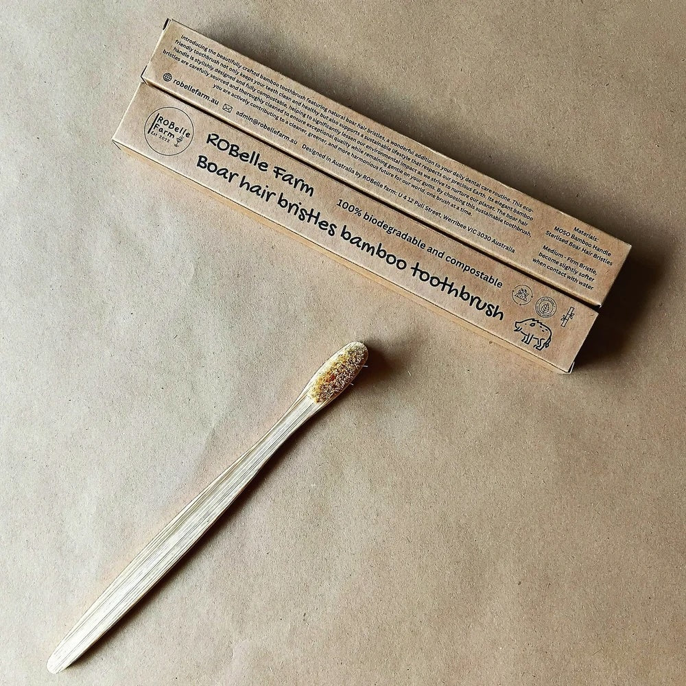 Natural Boar Bristle (Med-Firm) Bamboo Toothbrush - Wasteless Pantry Bassendean