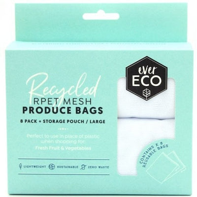 Reusable Produce Bags Recycled Polyester Mesh 8 Pack - Wasteless Pantry Bassendean